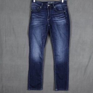 BKE Buckle Jeans Mens 32R Fits 30x30 Blue Alec Straight Dark Wash Stretch Denim